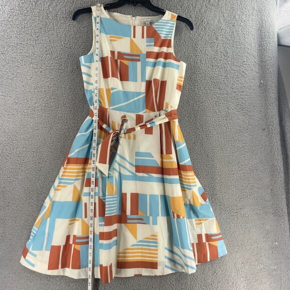 LL Bean Dress Cotton Flare Womens Colorful Size 8 Retro Pinup Knee - Picture 2 of 13